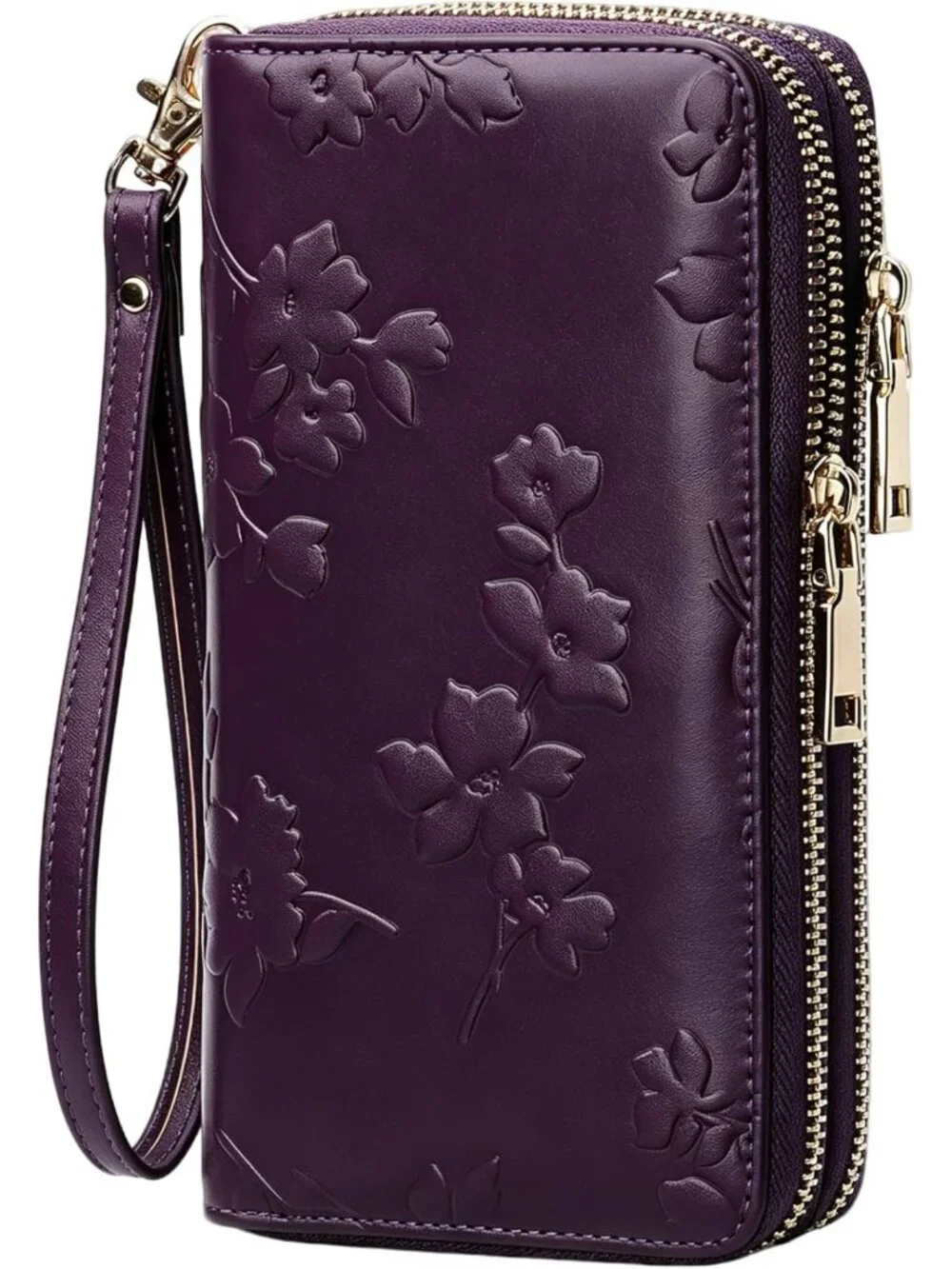 Vegan Leather RFID Blocking Large Capacity Wristlet Wallet & Card Holder for